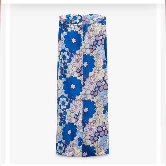 Zara woman’s new retro floral print satin tube midi dress - Picture 3 of 12